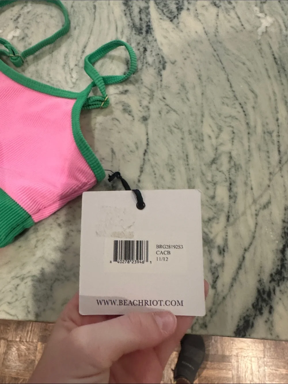 Beach Riot Pink, Green & Red Colorblock Girls' Bikini Set